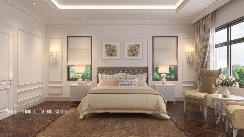 Gợi ý lựa chọn giường ngủ hiện đại bọc da đầu giường cho biệt thự